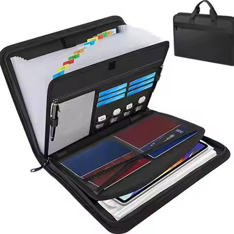 A4 Zipper File Bag Waterproof Fireproof Document Bag Foldable Accordion File Pouch Large Capacity Do