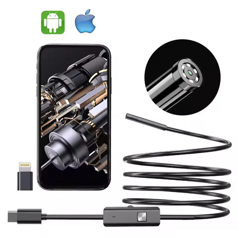 3 in1 Endoscope Camera 1080P HD Borescope with 8 LED Lights 8mm IP67 Waterproof Inspection Camera fo