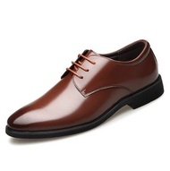 全城熱賣 - 系帶內增高男士皮鞋（棕色四季款-尺碼：37-45碼）(下單後聯絡客服確認發貨尺碼）