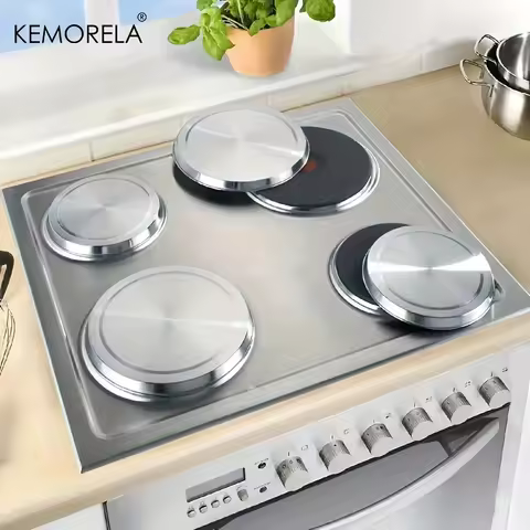 4PCS Electric Stove Burner Covers Rustproof Stainless Steel Round Oven Cover Plates Hob Stove Easy C