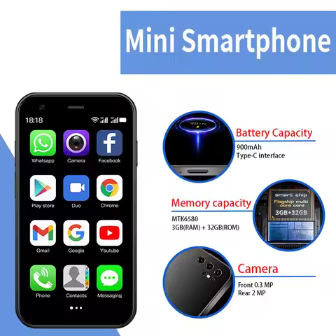 Mini Android phone 3-inch 3+32GB dual SIM smartphone, portable small phone with Google Play store, c