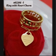 10k saudi gold ladies ring w/heart-750