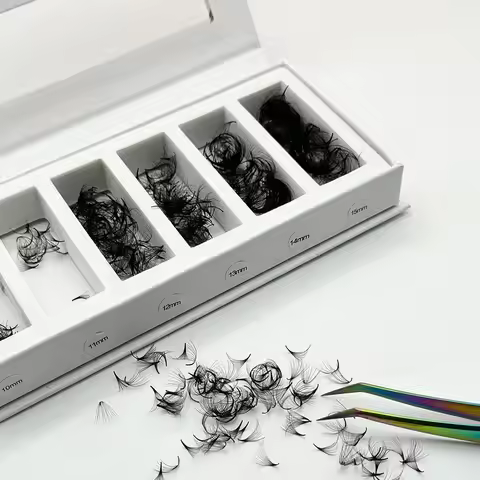 1200 Fans 3D /20D Premade Russian Volume Fan Mixed Length 8-13mm Sharp Pointy Stem Premade Lashes Ex