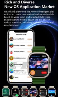 Ultra 2  最新升級款 AMOLED 超高清 流𣈱 2.12寸屏 A1語音智能表盤 GPT人工智能聊天 智能手錶 四核處理器 藍芽通話 娛樂 多運動模式 健康檢測 智能手環 智能手表 SMART WATCH