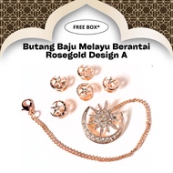 [Non-Pearl BMM] Butang Baju Melayu Berantai Rosegold/Silver Warisan Series