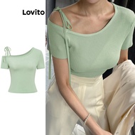 Casual Plain Asymmetrical Bow T-Shirt for Women L92AD980 Kaos Pita Asimetris Polos Kasual untuk Wani