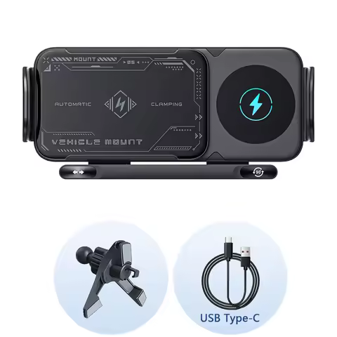 Universal Car Phone Holder Wireless Charger Phone Mount Intelligent Induction Electric Rotation Phon