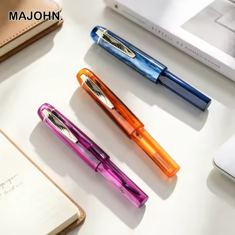 MAJOHN RS3 Short Mini Fountain Pen High End Resin Travel Account Pocket Calligraphy Pen Office Schoo