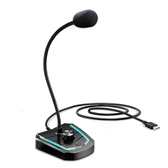 XIAOKOA ไมโครโฟน PC USB USB ไมโครโฟนควบคุมระดับเสียงและ RGB ไฟสัญญาณไมโครโฟนตั้งโต๊ะความคมชัดสูงเสีย