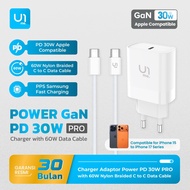 U1me. GaN Type-C Fast Charging 20W Power Charger 30W PRO/ + Type-C to Type C Fast Charging Cable 60W