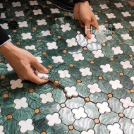 Balcony Floor Tiles Bathroom Retro Mosaic Stone Toilet Wall Tiles French Style Bathroom Dark Green F