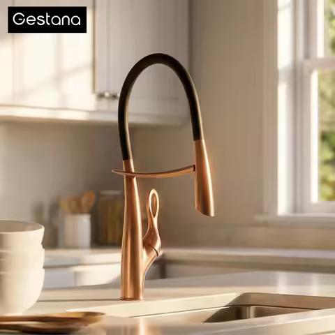 Gestan brass brushed gold kitchen faucet with touch switch design, single handle ceramic valve core,