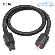 สายไฟไฮไฟ Hi-End 4ตาราง HiFi 4สายปลั๊กเราถักเปียสายไฟเสียงไฟเบอร์ Hi-End Hi-End