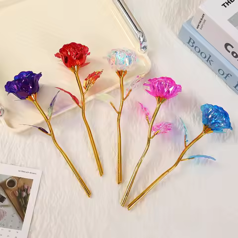 Valentine's Day Creative Present 24K Foil Plated Rose Gold Rose Lasts Forever Love Wedding Decor Lov