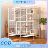 PETWELL Pet Cage 3/4 Layers Big Size Large Platform Cat House Cat Villa White for Many Cats