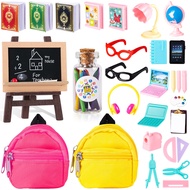 30Pcs Mini School Supplies, Doll School Supplies Includes Mini Doll Backpack Laptops Glasses Blackbo
