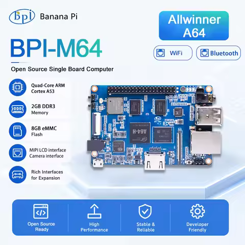 Banana Pi BPI-M64 Allwinner A64 2GB DDR3 8G eMMC Quad Core Processor Motherboard SBC Single Board Su