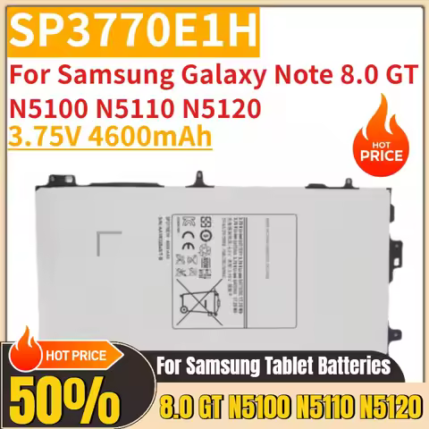 3.75V 4600mAh SP3770E1H Tablet Batteries for Samsung Galaxy Note 8.0 GT N5100 N5110 N5120