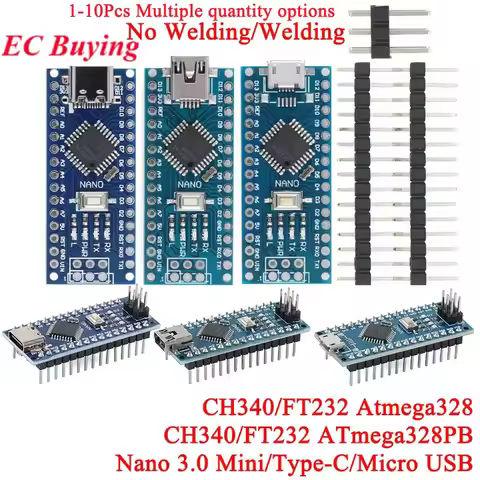 Nano V3.0 3.0 Mini/Type-C/Micro USB Controller Development Board Module ATmega328P ATMEGA328PB for A