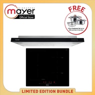 Mayer 60cm Flexi 3 Zone Induction Hob MMIH603FZ + 90cm Semi-Integrated Slimline Cooker Hood MMSI900LEDHS Cooking Package