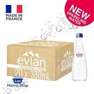 Evian Sparkling Carbonated Natural Mineral Water Glass Bottle 20 x 330ml (Laz Mama Shop)