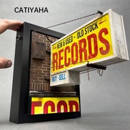 CATIYAHA Record Wall Decor Light,  Miniature Yellow Record Store Retro Wall Light,  Energy Saving LE