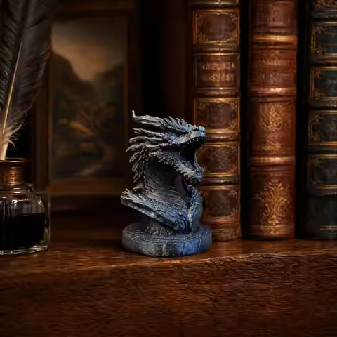 Dragon Statue Fantasy Dragon Sculpture Dragon Head Figurine 3d Printed Sculpture Mythical Statue for