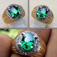 Cincin batu green Aquamarine cutting diamond