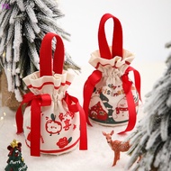 FIL Christmas Velvet Gift Bag Santa Drawstring Bag Candy Apples Handle Bag Christmas Tree Hanging Decoration New Year Christmas Gift OP