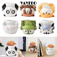 YAYEEO Plant Pot, Small Cartoon Animal Planter Plants Holder, Cute Ceramic with Drainage Hole Office