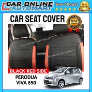 Perodua Viva 850 Black with Red Side Car Seat Cover PVC Leather Cushion Cover