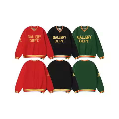 Cross-Border GALLERY DEPT Oversized Hoodie Sweatshirt with Fleece Lining And Embroidered Color Block