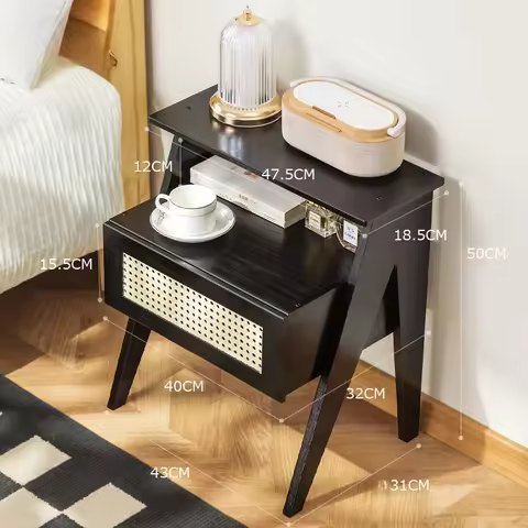 Natural bamboo bedside table, bedroom storage cabinet, luxurious sofa side table, living room coffee