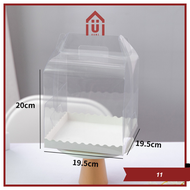[10 PCS] BOX KUE MINI SLICE CAKE TRANSPARAN KOTAK MIKA KUE ULANG TAHUN DENGAN HANDLE PACKAGING