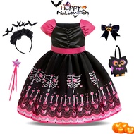 MQATZ ชุดฮาโลวีนสำหรับเด็กผู้หญิงชุดค้างคาวคอสเพลย์ชุดแวมไพร์แม่มดสำหรับการแสดงบทบาทในงานปาร์ตี้เทศก