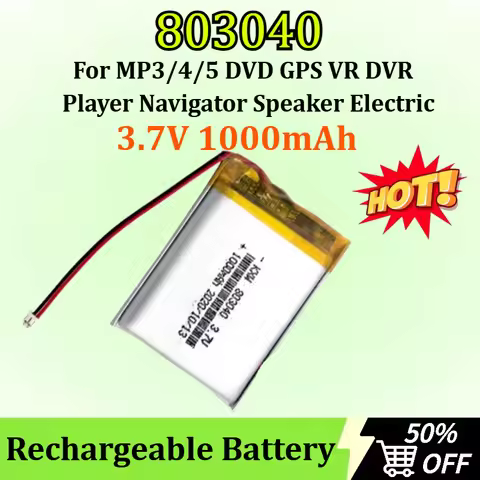 803040 3.7V 1000mAh Lithium Polymer Battery for MP3/4/5 DVD GPS VR DVR Player Navigator Speaker Elec