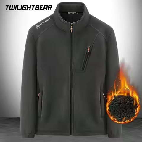 Winter Men's Jacket Fleece Coats Waterproof Jacket Liner Zipper Multiple Pockets Casual Jacket Men C