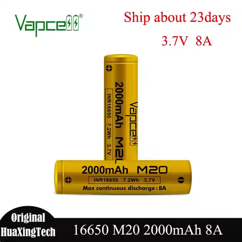 Original Vapcell 16650 M20 Battery 2000mah 3.7V 8A Rechargeable Lithium Battery INR 16650 for Flashl