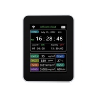 Pengesan Kualiti Udara Pelbagai Fungsi PM2.5 Bau VOC Formaldehid Jam Penggera Kalendar WIFI Tuya Sma