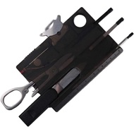 Alat Serbaguna Kad Kredit 12-dalam-1 Berwarna Hitam, Peralatan Survival, Multitool Kad Kredit dan Ak