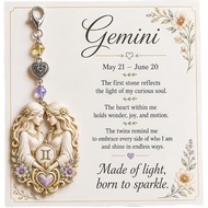 Zodiac Keychain – Crystal Bead Heart Charm Bag Astrology Gift