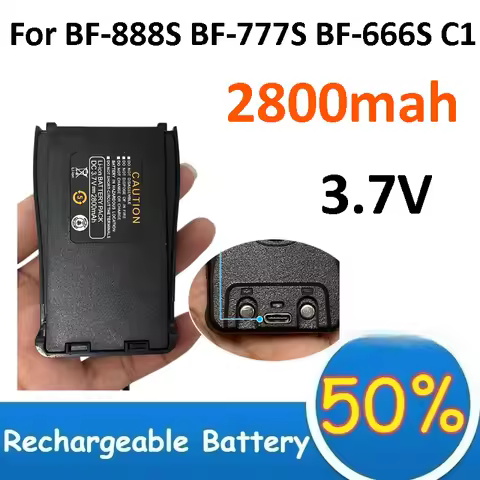 3.7V Lithium Battery 2800mAh Large Capacitysupport Type-C for Baofeng BF-888S BF-777S BF-666S C1 Wal