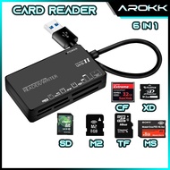 SG丨6 In 1 Card Reader For TF SD CF XD MS M2 Card Adapter With USB / Type-C