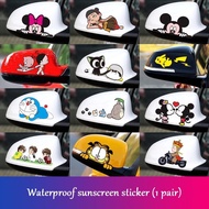 Car Rearview Mirror Sticker Cute Cartoon Personality Creativity Blocking Scratch Sticker Rear View Mirror Decoration Sticker Waterproof Funny Car Sticker