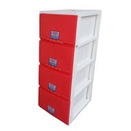 1 X TOYOGO 4T Storage Drawers (607-4) 80L Plastic Cabinet Chest w/Wheels Home Clothes Storage Office Drawer No Odour