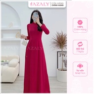 AZALY plain ao dai with 2 fine silk panels, type 1, red color, flattering and flattering-AT205