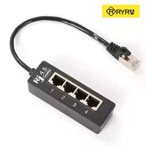 RYRA 4 In 1 RJ45 LAN Connector Ethernet Network Splitter Adapter Cable 1 Male To 4 LAN Port For Netw