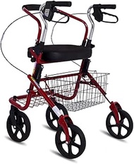 Rollator Lightweight Folding Walker with Seat 4 Wheels Shopping Basket Height Adjustable Walking Frame with Wheels Mobility Aids Trolley