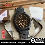 Jam Tangan Pria Fossil FS4682 / FS 4682 Machine Chronograph Black Silicone Gold-Tone Stainless Steel Watch Original (Garansi 2 tahun) / Support COD / Glowatch.id