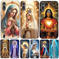 For Motorola Moto E6S E6i Case Phone Cover Protective Soft Silicone Black Tpu Case Virgin Mary Jesus